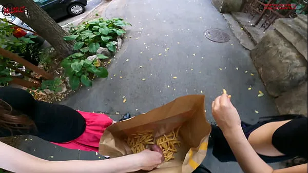 Hot Public double handjob in the fries b a g ... I'm jerkin'it! A whole new way to love McDonald's clips Tube